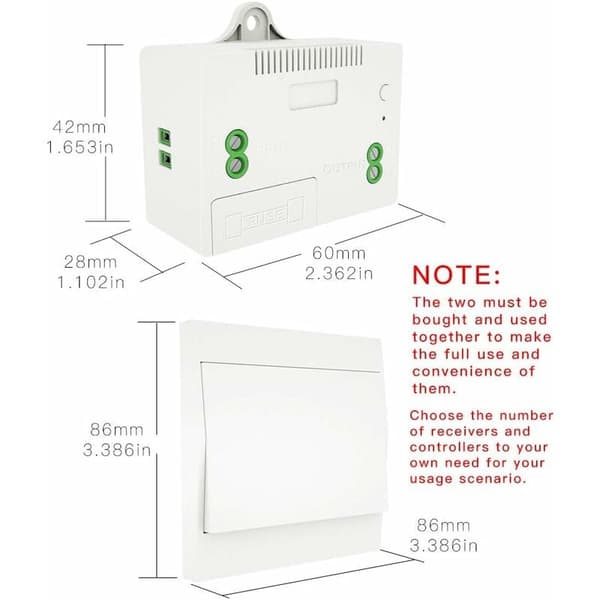 Wireless RF433 Switch, No Battery, Wall Remote Control, Self-Powered, No Wiring, Wall Panel Transmitter (1-Way Kit)