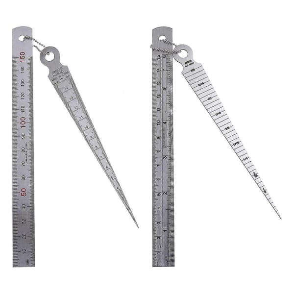 2 stk Konisk Måler Kile Rustfrit Stål 1-15mm 1-15cm Metrisk/tomme Værktøj -Sy
