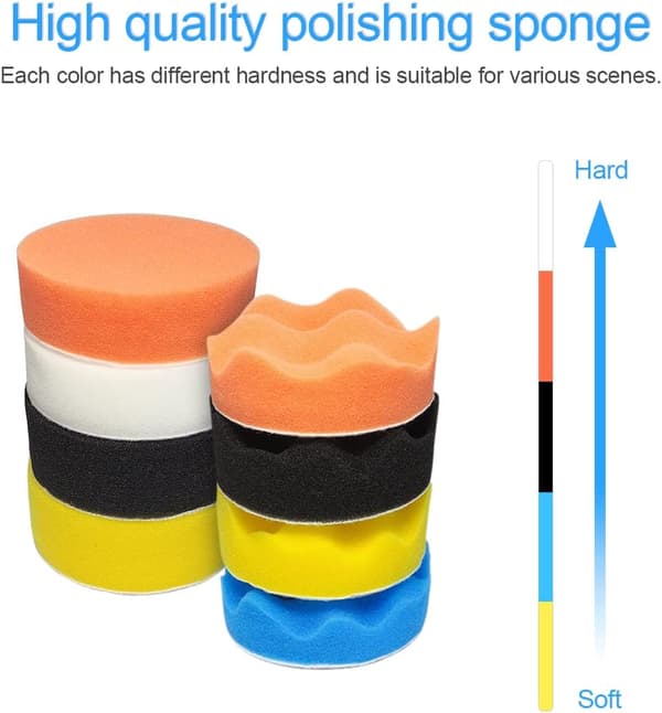 22 stk. Borepoleringspuder Kit, Bilskum Bore, 3\" Poleringspuder, Bilpolerer