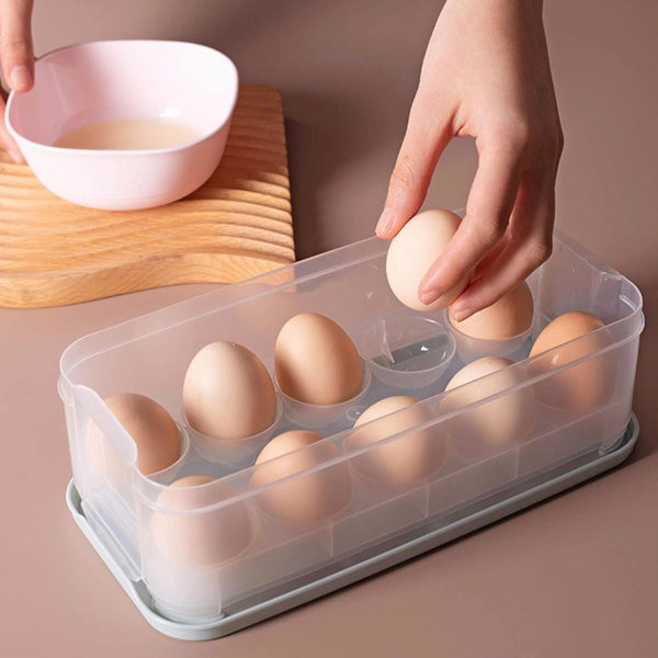 Egg Box Refrigerator 2pcs Egg Storage Box 10 Eggs, Plastic Egg Box with Lid, Egg Lunch Box for Refrigerator Kitchen Camping Picnic