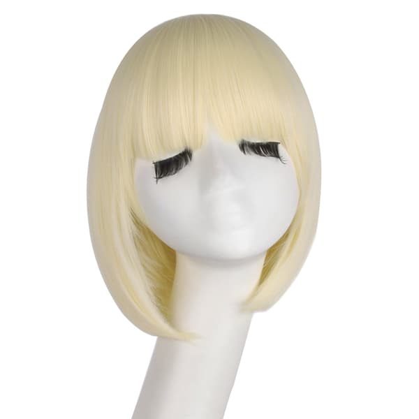 Dame kort syntetisk rett parykk (Beige)
