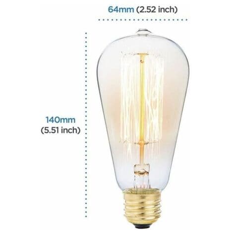 6x E27 60W Edison Pære 220V ST64 Retro 64mm x 140mm-FA7-