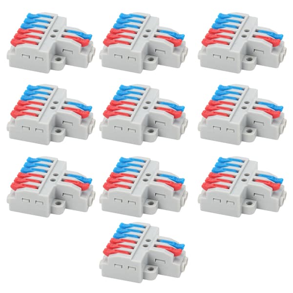 10 pcs wire conductor connector 2in6out with fixed hole 4mm splitter quick connect terminal block 600V