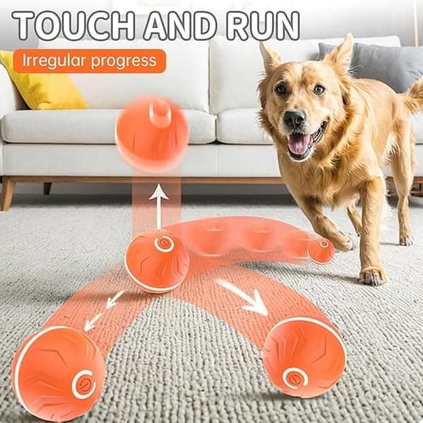 Interaktiv Smart Bold Legetøj til Hunde, Interaktiv Bold Legetøj til Katte – Hoppebold til Hunde, Holdbar Legetøjsbold til Aktive Kæledyr Orange Orange