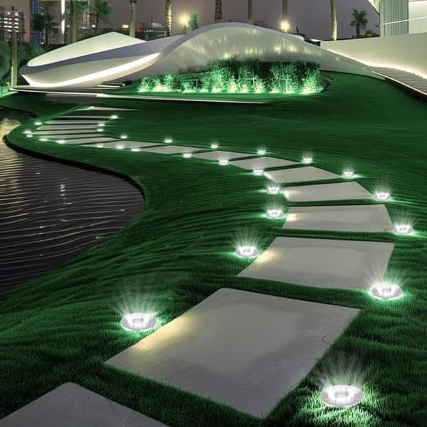 8-Pack Solar Ground Lights, 16 LED, Waterproof IP65, White Light 6000K, Garden Lighting