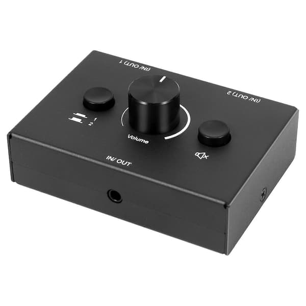 3.5mm Audio Switch, 2 Inputs 1 Output/1 Input 2 Outputs Audio Splitter Switch, Audio Switch Box