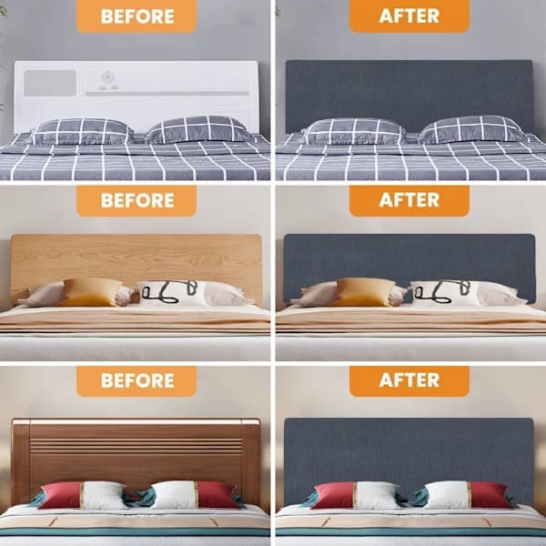 Headboard Cover for Single Bed, Polar Fleece Dustproof Headboard Cover, Stretchable Headboard Protector (Black, 150cm) Black