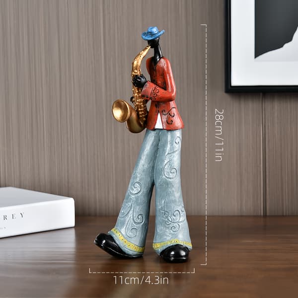 Saksofonmusikkfigur i harpiks for innendørs dekorasjon Soulful Saxophone