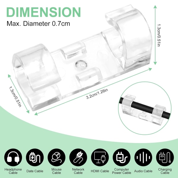 4 st självhäftande kabelklämmor, självhäftande kabelklämmor självhäftande fästkabel