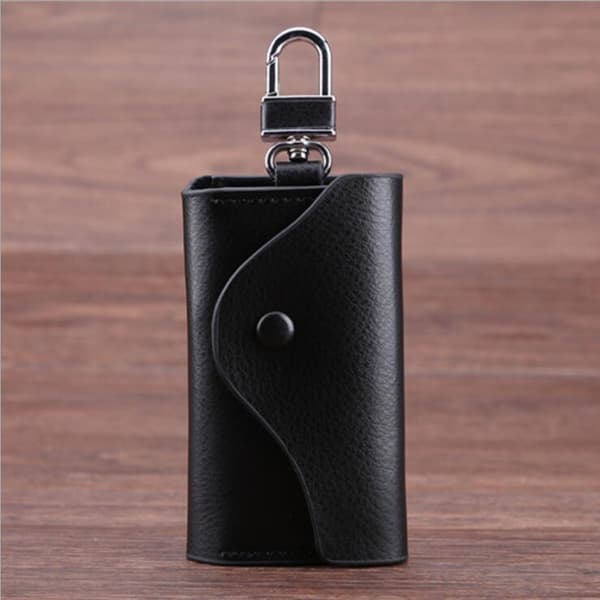 Genuine Leather Key Case, Men's Leather Cowhide Keychain Bag, Key Ring Card ID Holder Wallet