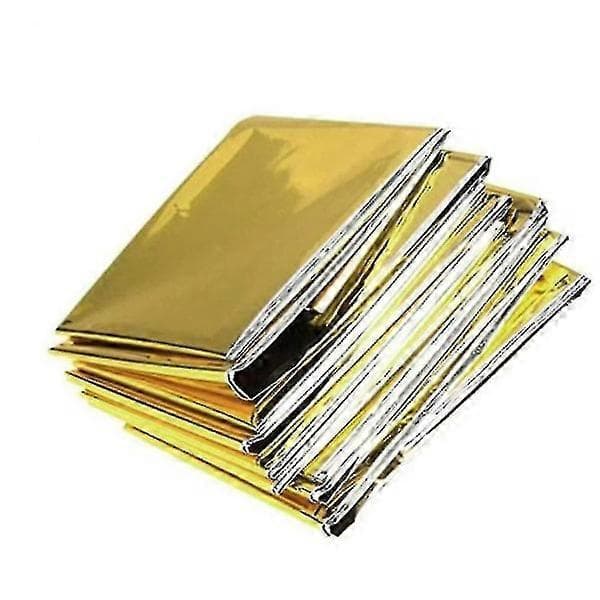 10 stk. Nødoverlevelsesdækner, foldbare, guld, 210x160cm, sølv + guld