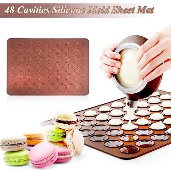 Macaronbakningsset: Silikonmacaronmatta - 39*28.5cm 48 håligheter - BOH-TUN[DB]
