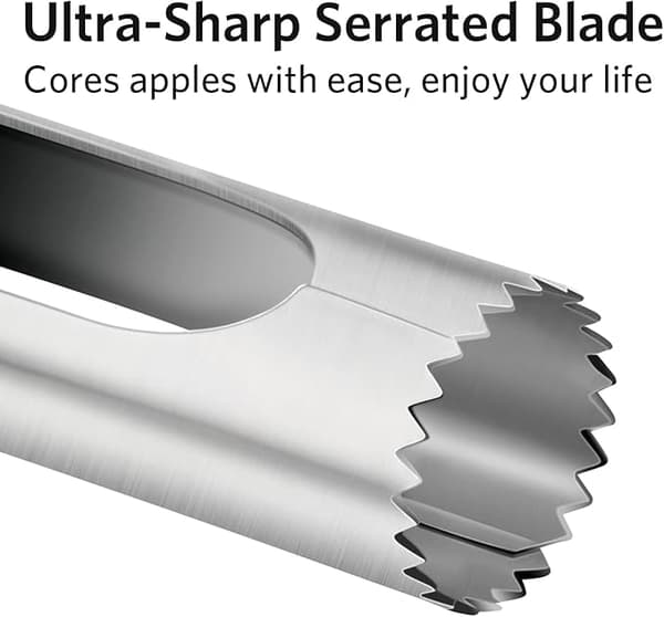 Stainless Steel Apple Corer, Black, with Serrated Edge