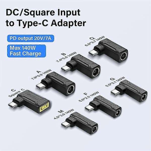 PD 140W DC til Type C Strømopladningsadapter DC Hunindgang til USB C Hanstik til Telefon, Tablet, Laptop (B)