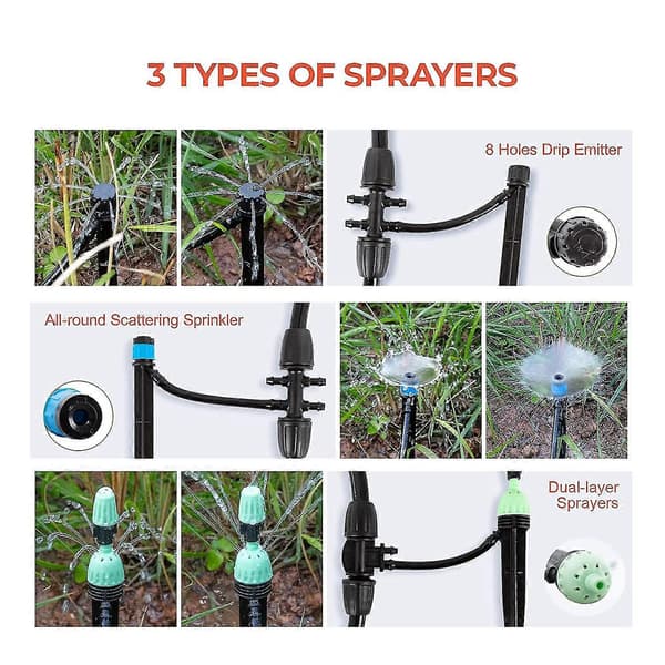 Drip Irrigation Kit, Outdoor Garden Watering System, Drip Sprinkler for Flowers