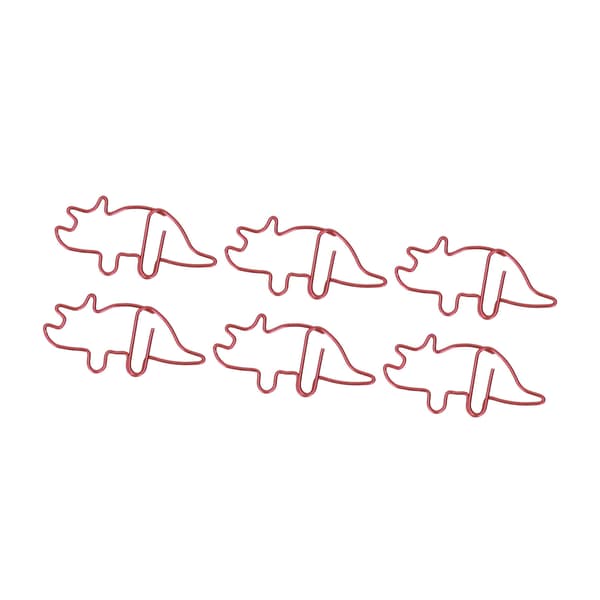 100 stk. formede papirclips Røde Triceratops-formede metalgalvaniseringsproces Lette bærbare kontorclips til dokumenter