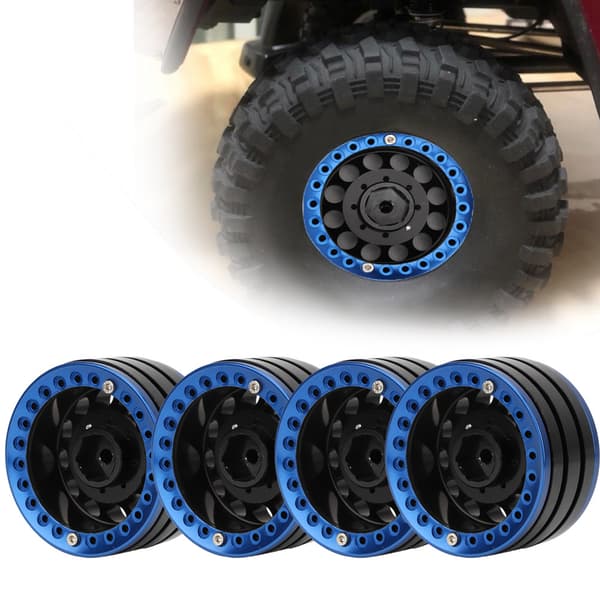 4 stk. 1,9 tommer aluminium Beadlock fælge nav til SCX10 1/10 RC bæltebil (sort blå)