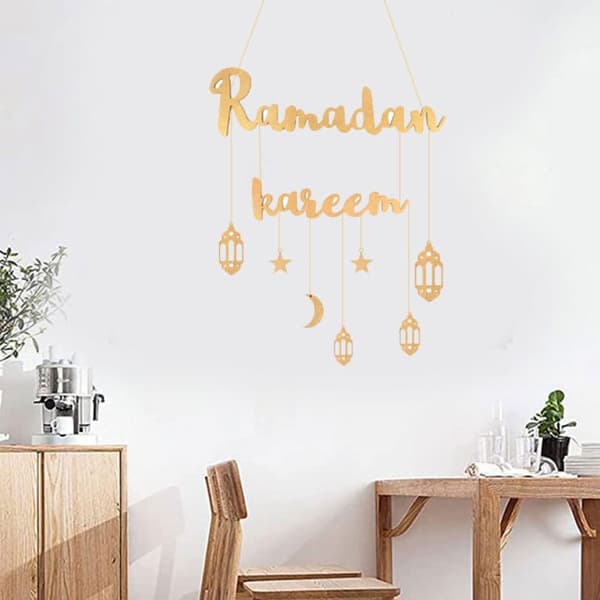 Eid Mubarak Ramadan Kareem Hängande alfabetshänge GULD