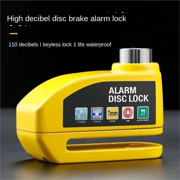 Disc Brake Lock with Alarm, Disc Lock with Alarm, with Reminder Cable, 7mm, Motorcycle Lock, Scooter Lock