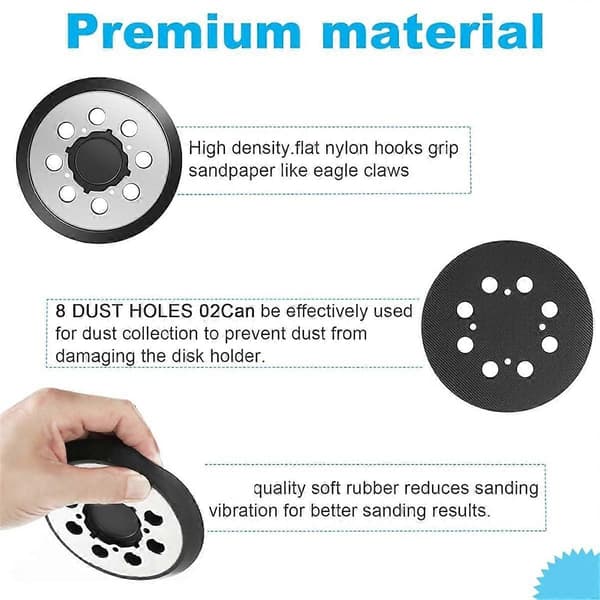 4 stk. metalslibeplade til orbitalsliber, robust, 5 tommer, 8 huller, velcro-slibeplade til DWE6421 [DB] som vist As Shown