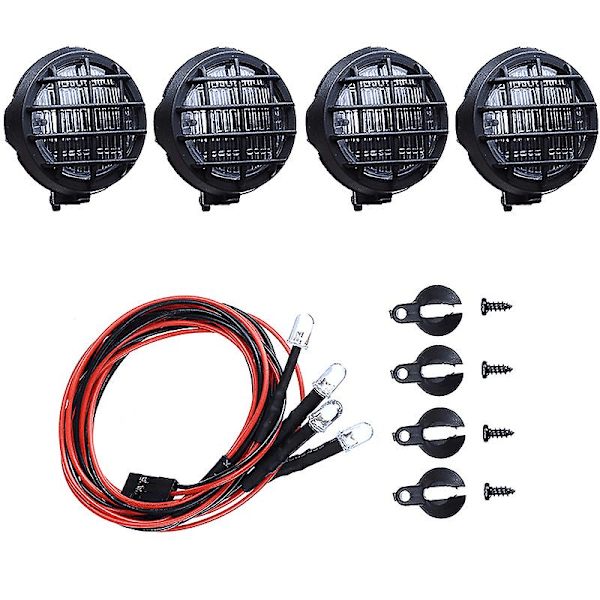 4 st LED-strålkastare Taklampa Lampskärm för 1/10 Rc Band Rund
