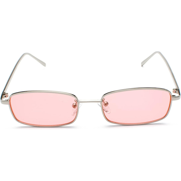 Pink Retro Rectangular Sunglasses for Women Men Square Narrow Hip