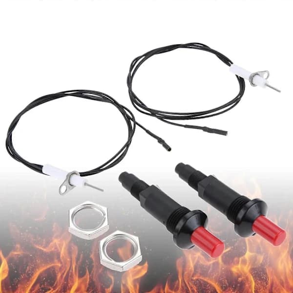Universal Piezo Ignition Kit With 1m Cable and Ignition Needle for Gas Grill, Stove and Oven, 2-pack