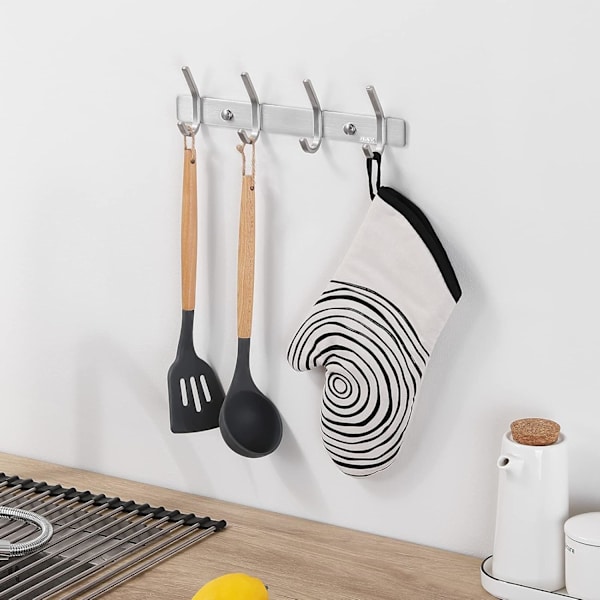 Wall Mounted Coat Rack 4 Hooks Bathroom Towel Hanger SUS3