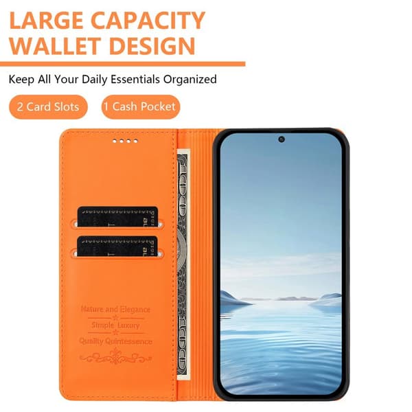 Plånboksfodral till Samsung Galaxy S26 Plus Konstläder RFID - Orange