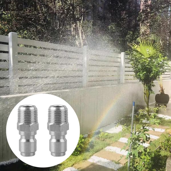 2x Høytrykksvaskeradapter 3/8 Tommers Hurtigkoblinger Rustfritt Stål