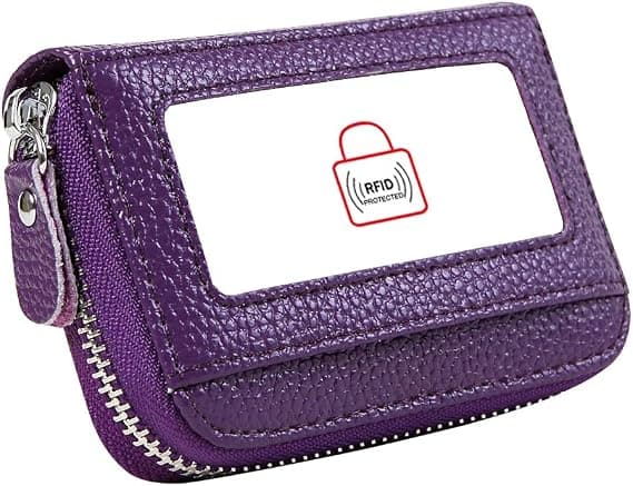 Women's RFID Blocking Leather Wallet with 12 Card Slots