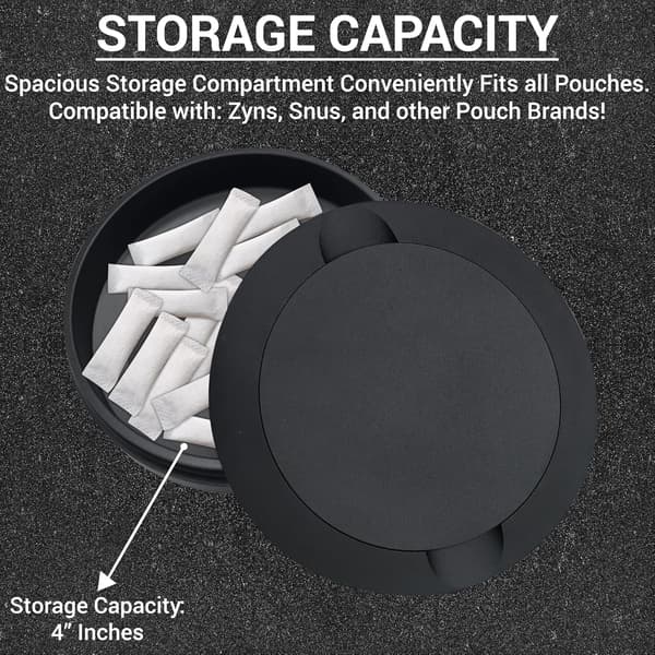 2025 Latest Model Matte Black Metal Zyn Pouch Container - Dual Compartment Storage Can with Secure Lid Black-FA-