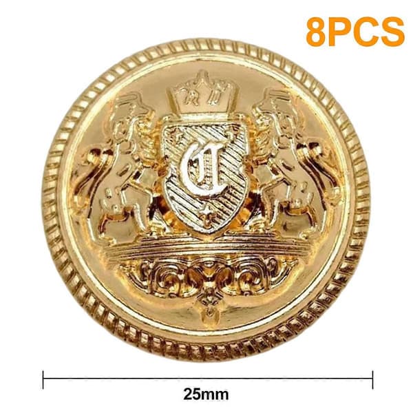 10 st Guld 25 mm Dekorativa Metallknappar Logotyp Jacka Kostym Spänne