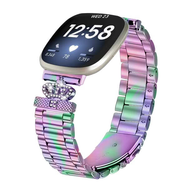 Glitrende urrem med tre perler til Fitbit Versa 3/4/Sense 2