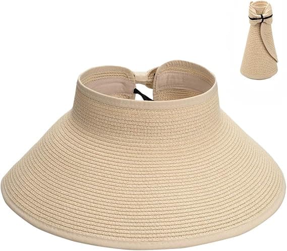 Visor Olki Rantahattu Leveä Lieri Naisille UPF 50+ Kesäsuoja, Beige