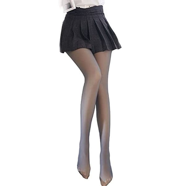 Opake vintertermo-tights med høy midje, fleece, grå - connecting KLB