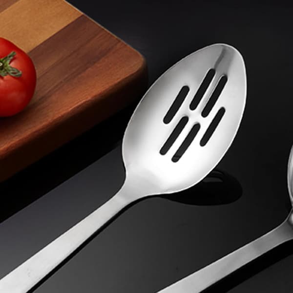 1 pc Slotted Spatula Stainless Steel Cooking Kitchen Serving Spoon with Long Handle, 31 cm for Cooking Dining Home Kitchen Tools