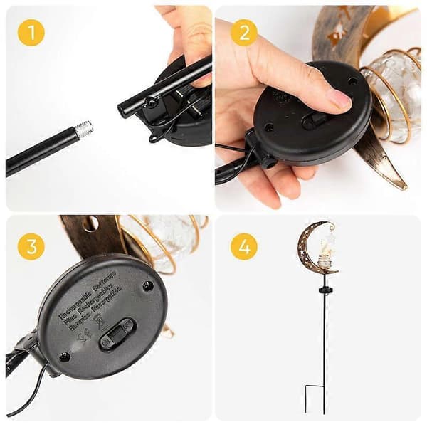 Solcellelamper Hage Utendørs Dekor Vanntett LED Metall Stake Ornament