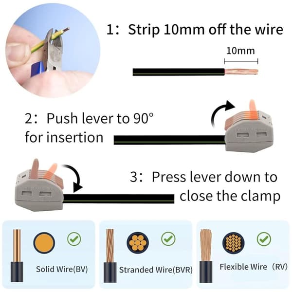60 Pieces Transparent Electrical Connector with Lever Quick Connect Terminal Block for 2 3 5 Wires Compatible with Electrical Systems