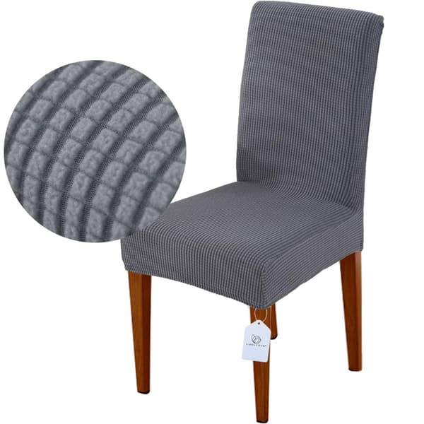 Stoltrekk Sett med 4, Stretch Avtakbare Vaskbare Stoltrekk for Spisestuestoler, Stretch Stoler med Elastisk Bånd for Spisestue (Grå)
