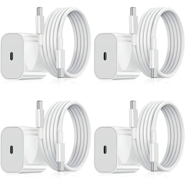 Oplader til iPhone - Hurtigoplader - Adapter + Kabel 20W USB-C Hvid 1-pak 1-pak iPhone 1-Pack iPhone