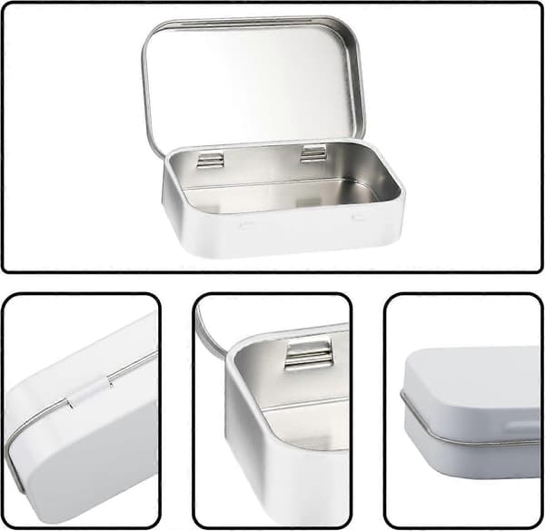 Rectangular Metal Empty Hinged Tin, 3pcs Mini Portable Box Small Storage Box Beads and Jewelry Small Items, Sorting
