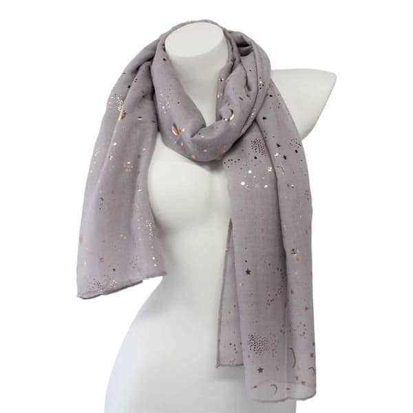 Skjerf for kvinner, Glitter Sparkle Stardust-skjerf for kvinner, Lett sjal Bryllupsfolie Print Skjerf Wrap Stjerner og Måner