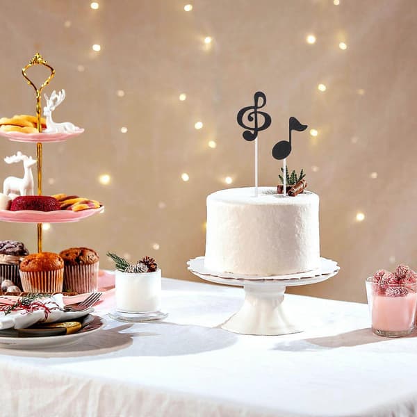 6 stk. Musiksymboler Noder Cupcake Toppers til Dessert Fødselsdagsfest Dekoration (Sort)