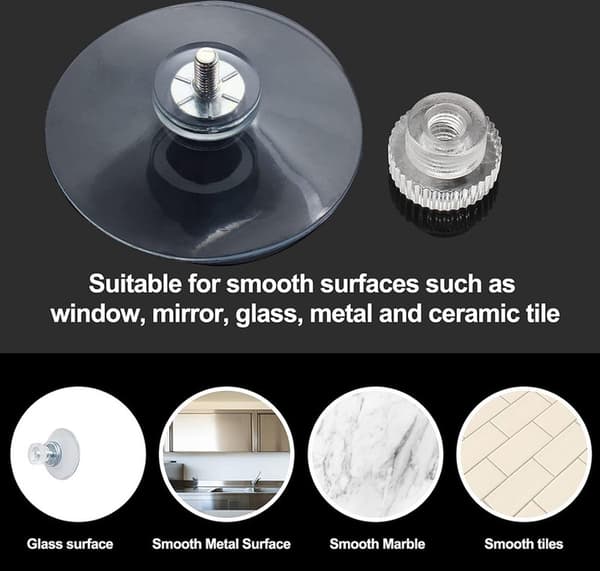 Pack of 12 Threaded Suction Cups - 53MM M4x1 - Suction Cups with Hooks - Suction Hooks - Nuts - New Transparent, Environmentally Friendly Material
