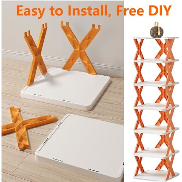 1 pc Shoe Rack, Shoe Storage, Slim Shoe Rack, Removable X-shaped Shoe Rack, Multi-layer Shoe Rack Blue 7 7