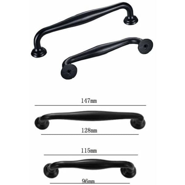 20 Black Cabinet Handles, 96mm Hole Center for Kitchen & Drawers