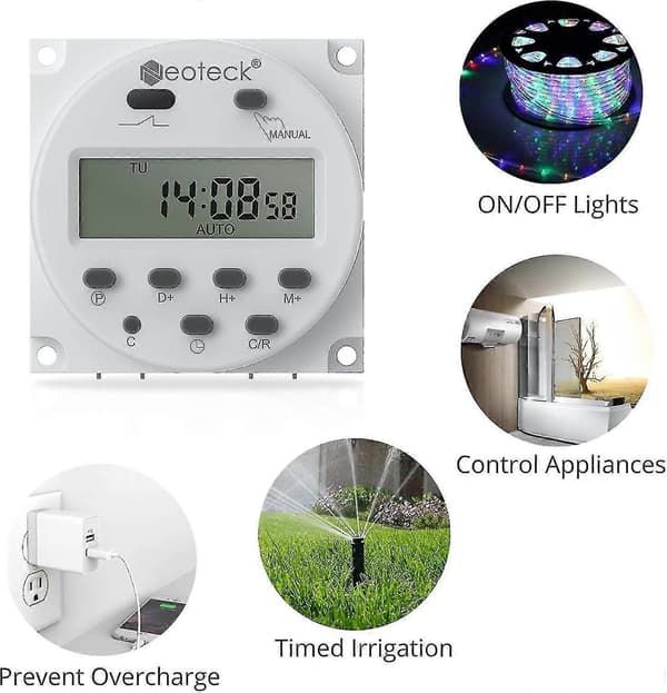 DC 12V Timerbryter 16A Digital Elektronisk Relé