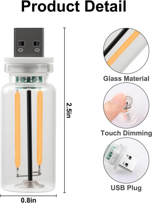 2 stk USB Billamper Retro Touch Interiørlamper Mini Belysning (Lilla)_OF
