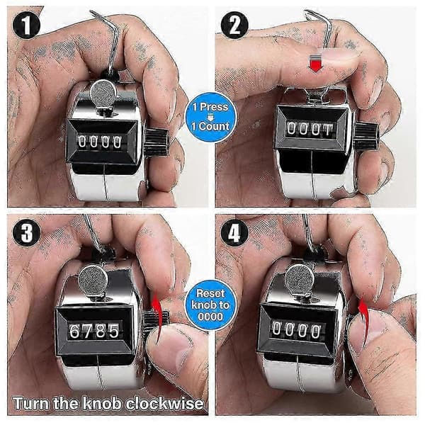 3 Pcs Counter, 4-Digit Clicker Counter, Metal Hand Tally Counter for Counting Golf Counter